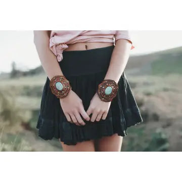Aegean Boho Leather Cuff Bracelet