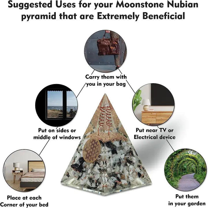 Nubian Orgonite Pyramid Moonstone