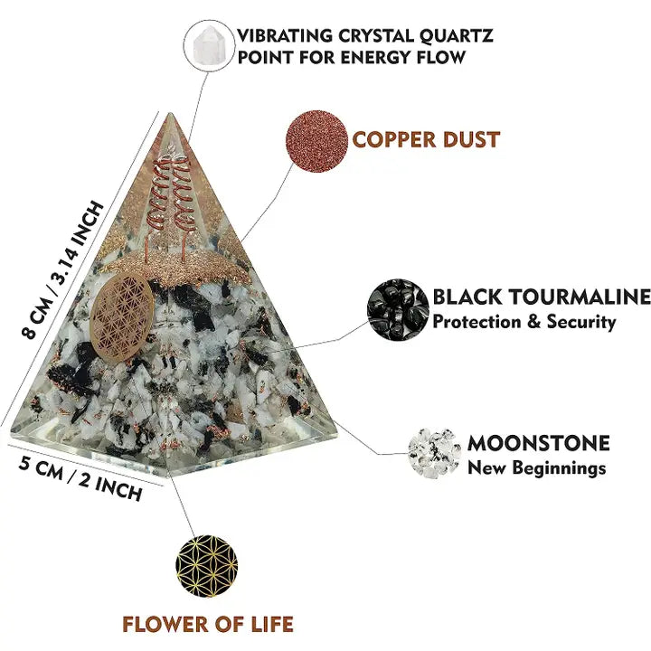 Nubian Orgonite Pyramid Moonstone