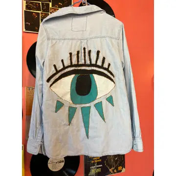 Painted Evil Eye  Hippie Boho Style Upcycled Top
