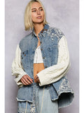 Boho Lace Patchwork Knit Long Sleeve Shirt Jacket Top