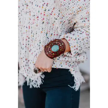 Aegean Boho Leather Cuff Bracelet