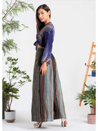 Multi-Colors Wide-Leg Elastic Waist Pants