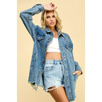 Medium Washed Denim Western Shirts Jacket
