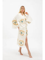 Evil Eye Muslin Kimono, Ethnic Kaftan, Beach Cover Up
