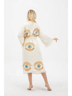 Evil Eye Muslin Kimono, Ethnic Kaftan, Beach Cover Up