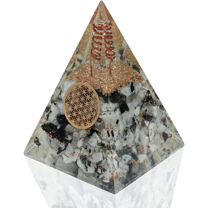 Nubian Orgonite Pyramid Moonstone