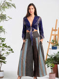 Multi-Colors Wide-Leg Elastic Waist Pants
