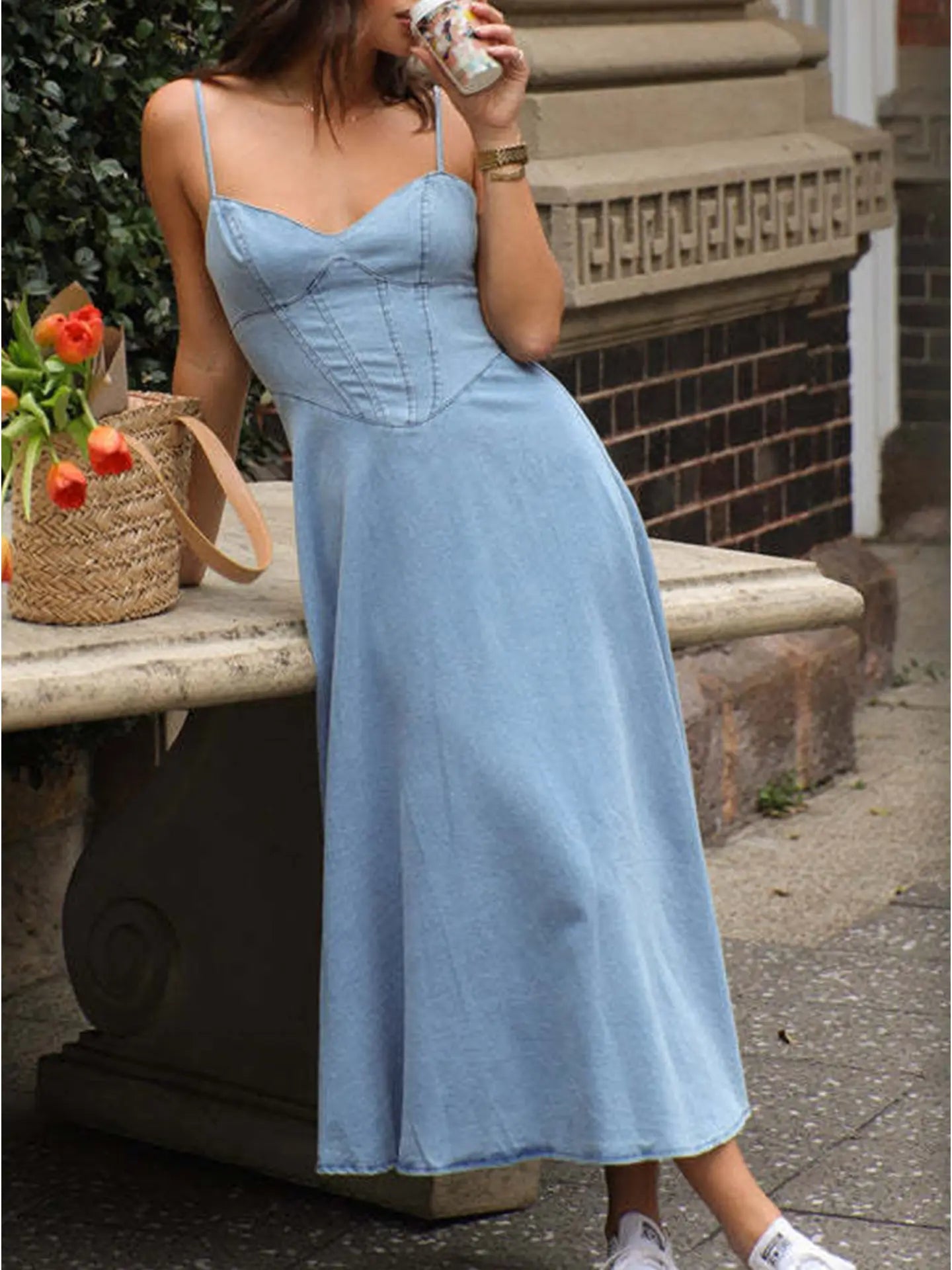 Solid Color Camisole Dress