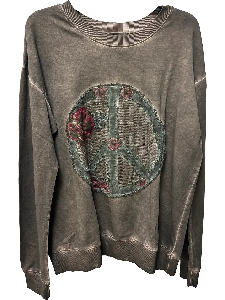 Sweatshirt Peace Patch Pigment-Wash Cotton Terry