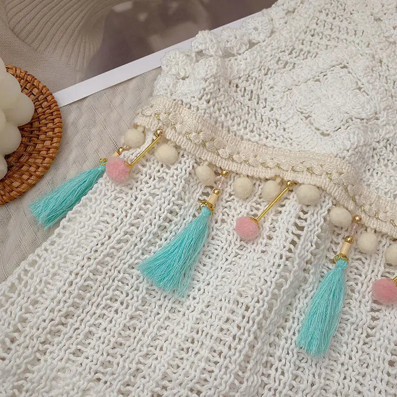 Vintage Fringe Hollow-Out Sleeveless Knit Vest