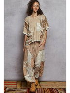 Solid Pattern Patch Detail Rib Knit Jogger Pants
