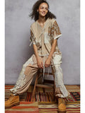 Solid Pattern Patch Detail Rib Knit Jogger Pants