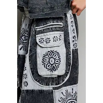 Aztec Plaid Handcraft Patchwork Cotton Jogger Pants