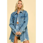 Medium Washed Denim Western Shirts Jacket