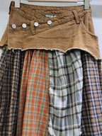 Button-Accented Plaid Skirt
