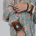 Aegean Boho Leather Cuff Bracelet