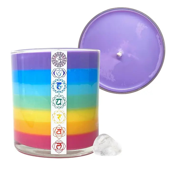 Rainbow Layered Chakra Candle