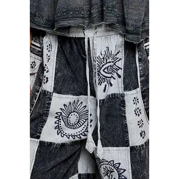 Aztec Plaid Handcraft Patchwork Cotton Jogger Pants