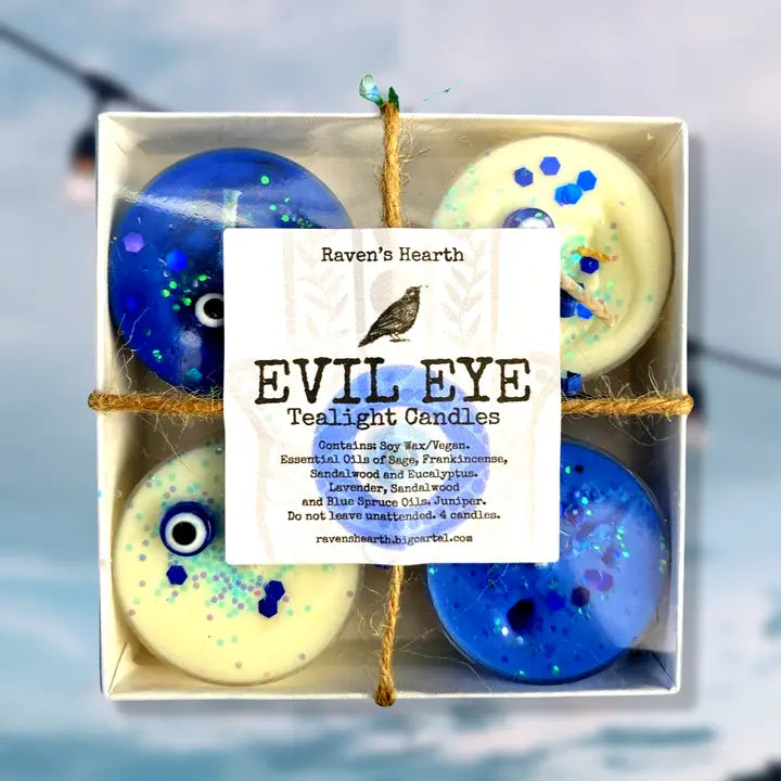 Evil Eye Tealight Candles | Protection | Spruce & Lavender