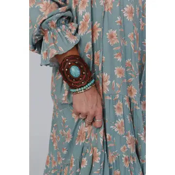Aegean Boho Leather Cuff Bracelet