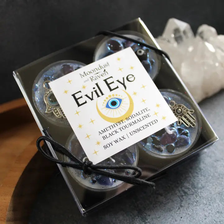 Evil Eye Tealight Crystal Candles, Ritual Candles