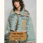 Boho Lace Trim Sequin Beaded Patchwork Denim Jacket