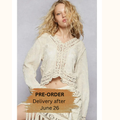 V-Neck Long Sleeve Floral Embroidered Crochet Top