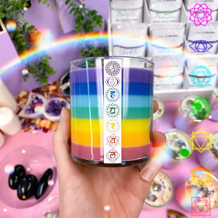 Rainbow Layered Chakra Candle