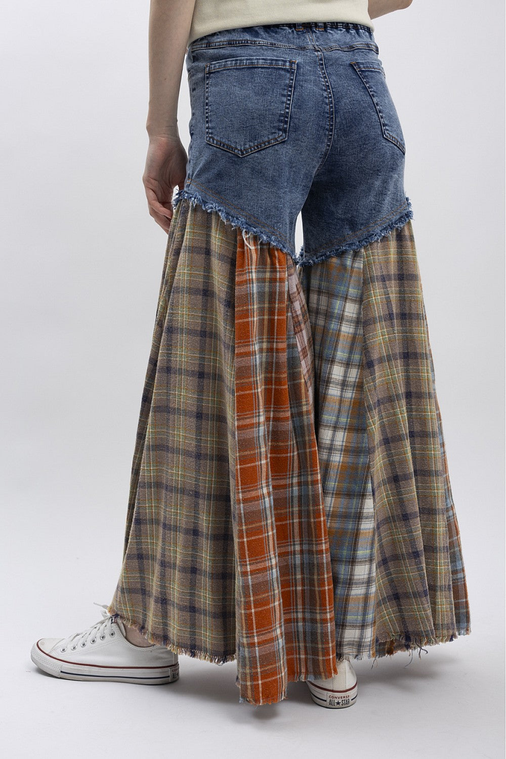 BOTTOM PATCH CONTRAST DENIM PANTS