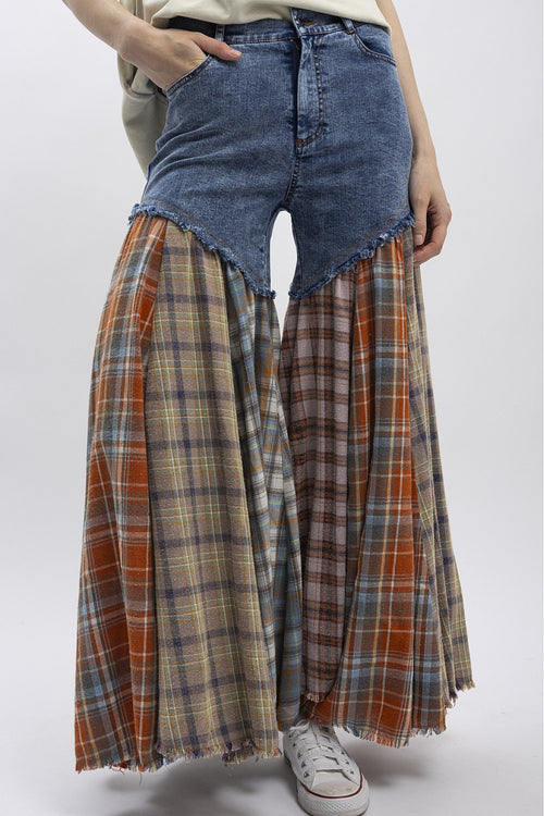 BOTTOM PATCH CONTRAST DENIM PANTS