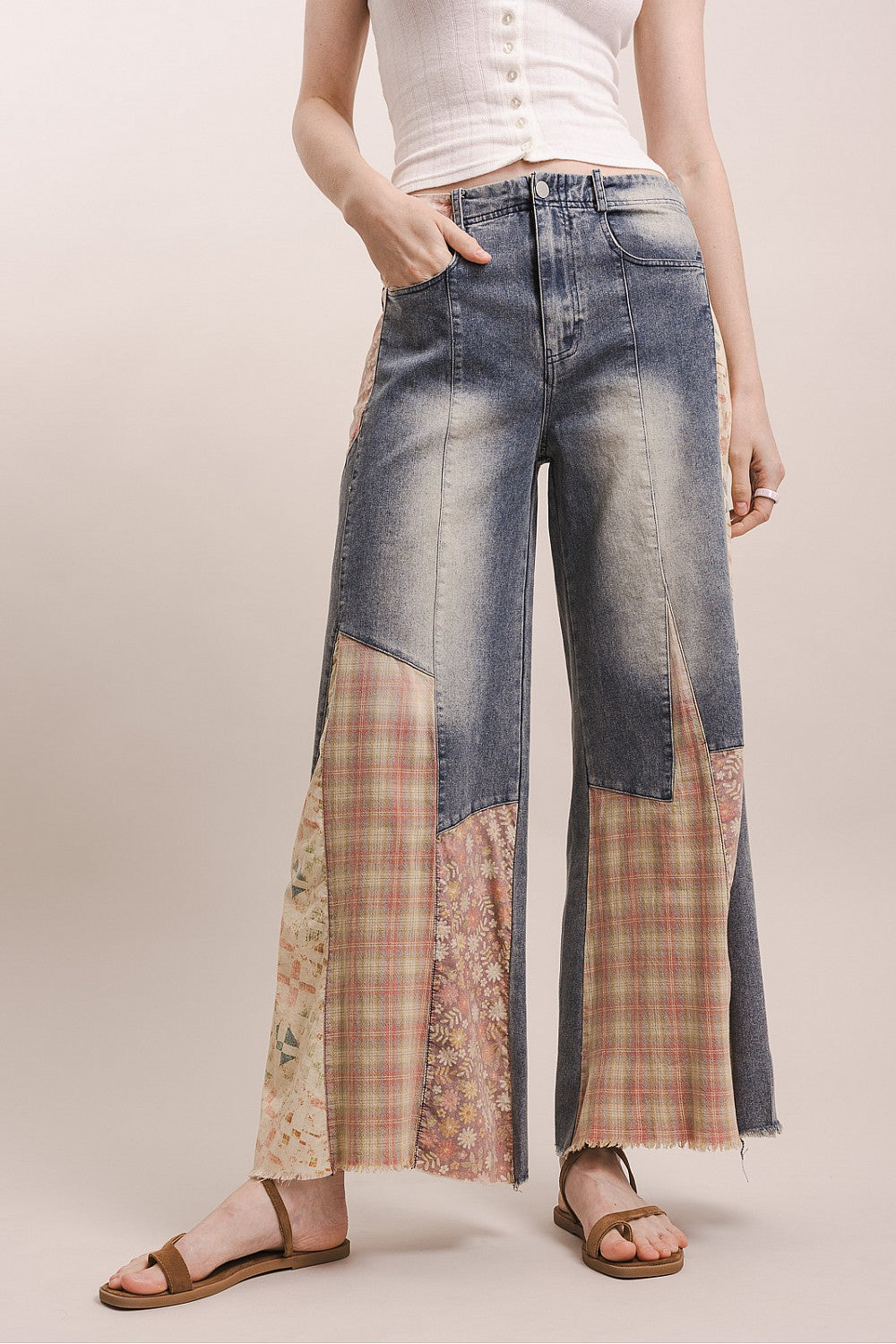 ELASTIC WAIST MULTI PRINT JEANS