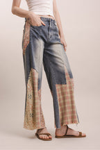 ELASTIC WAIST MULTI PRINT JEANS