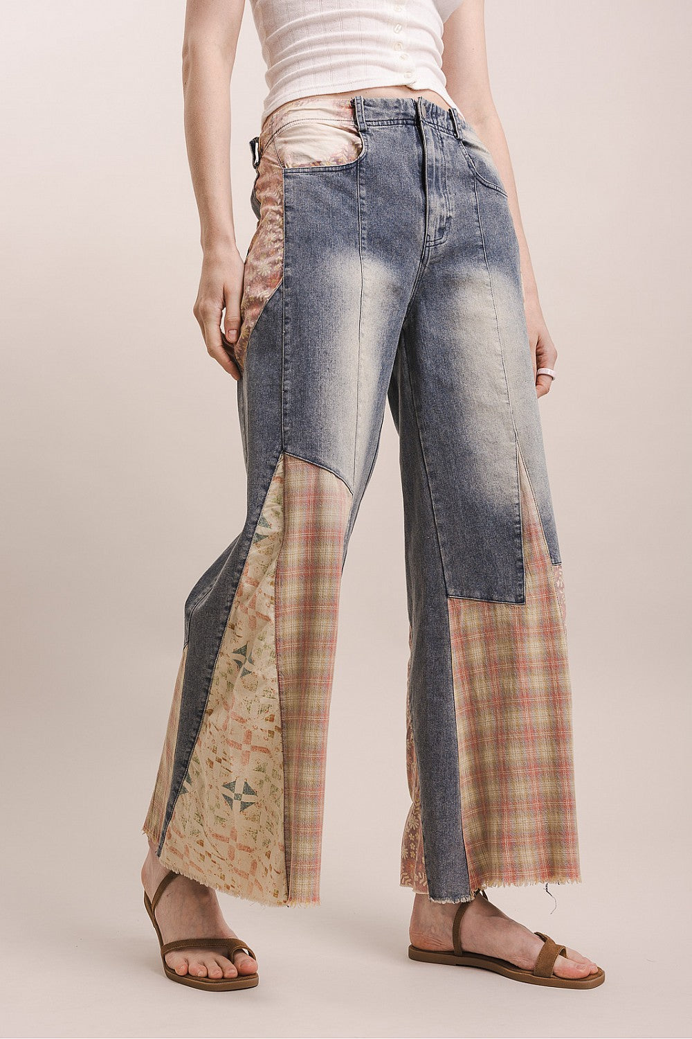 ELASTIC WAIST MULTI PRINT JEANS