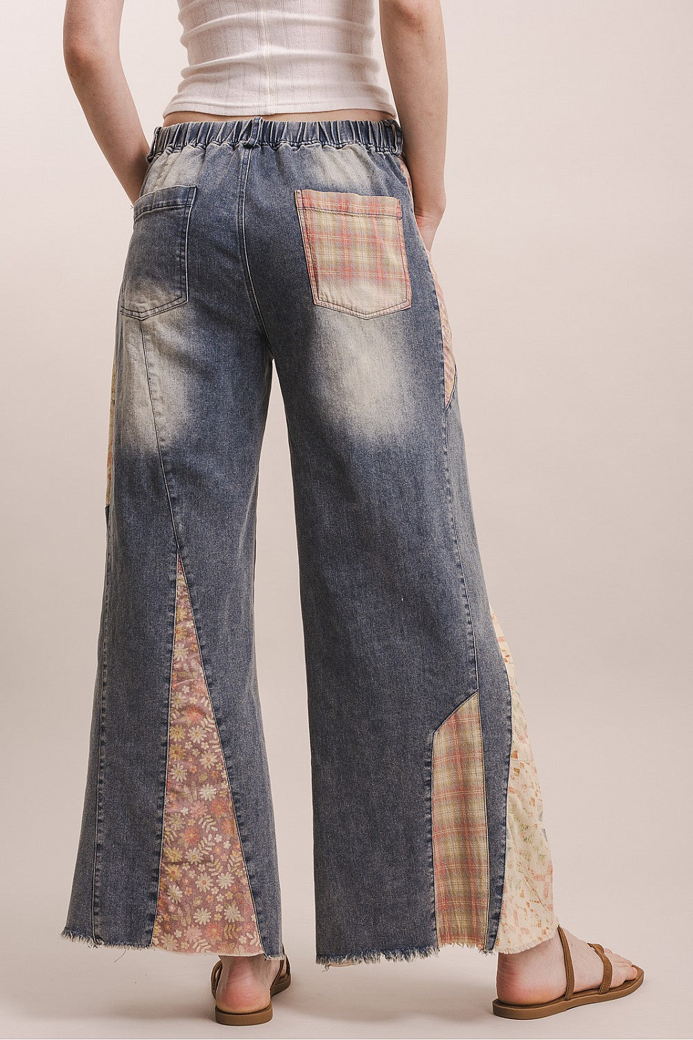 ELASTIC WAIST MULTI PRINT JEANS