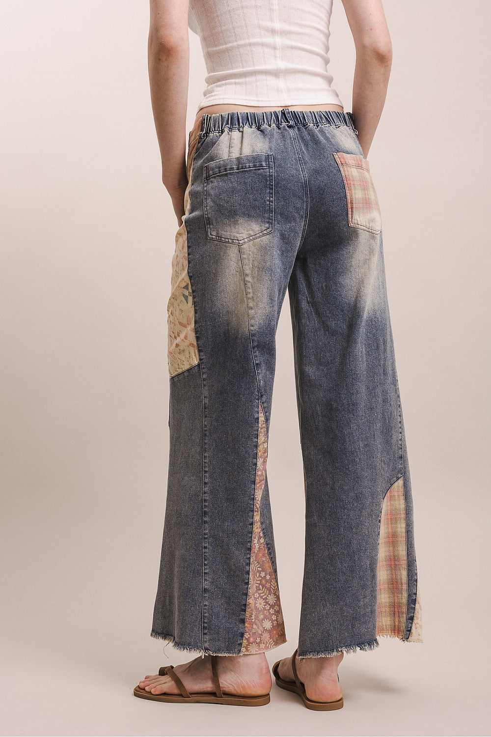 ELASTIC WAIST MULTI PRINT JEANS