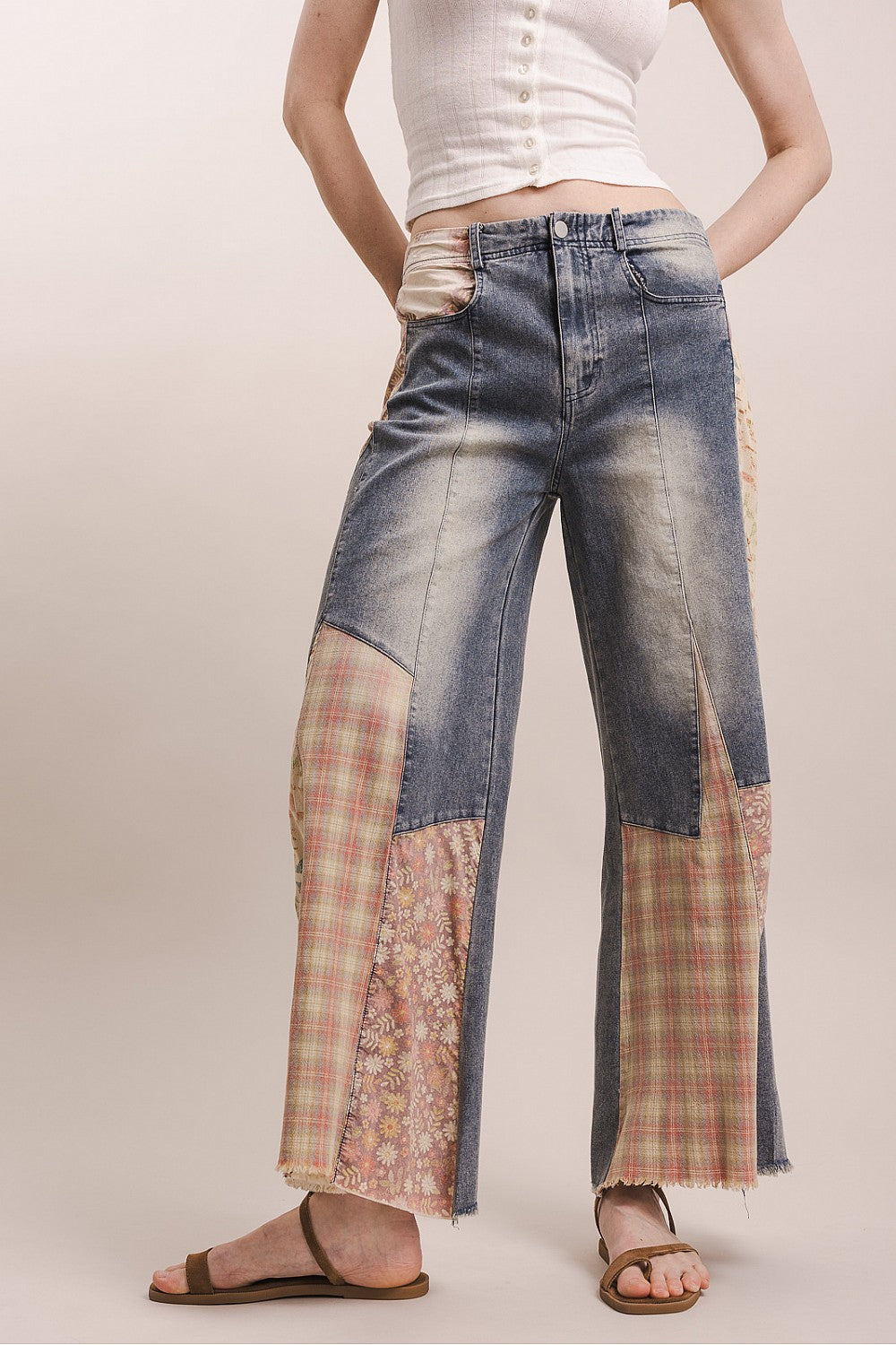 ELASTIC WAIST MULTI PRINT JEANS