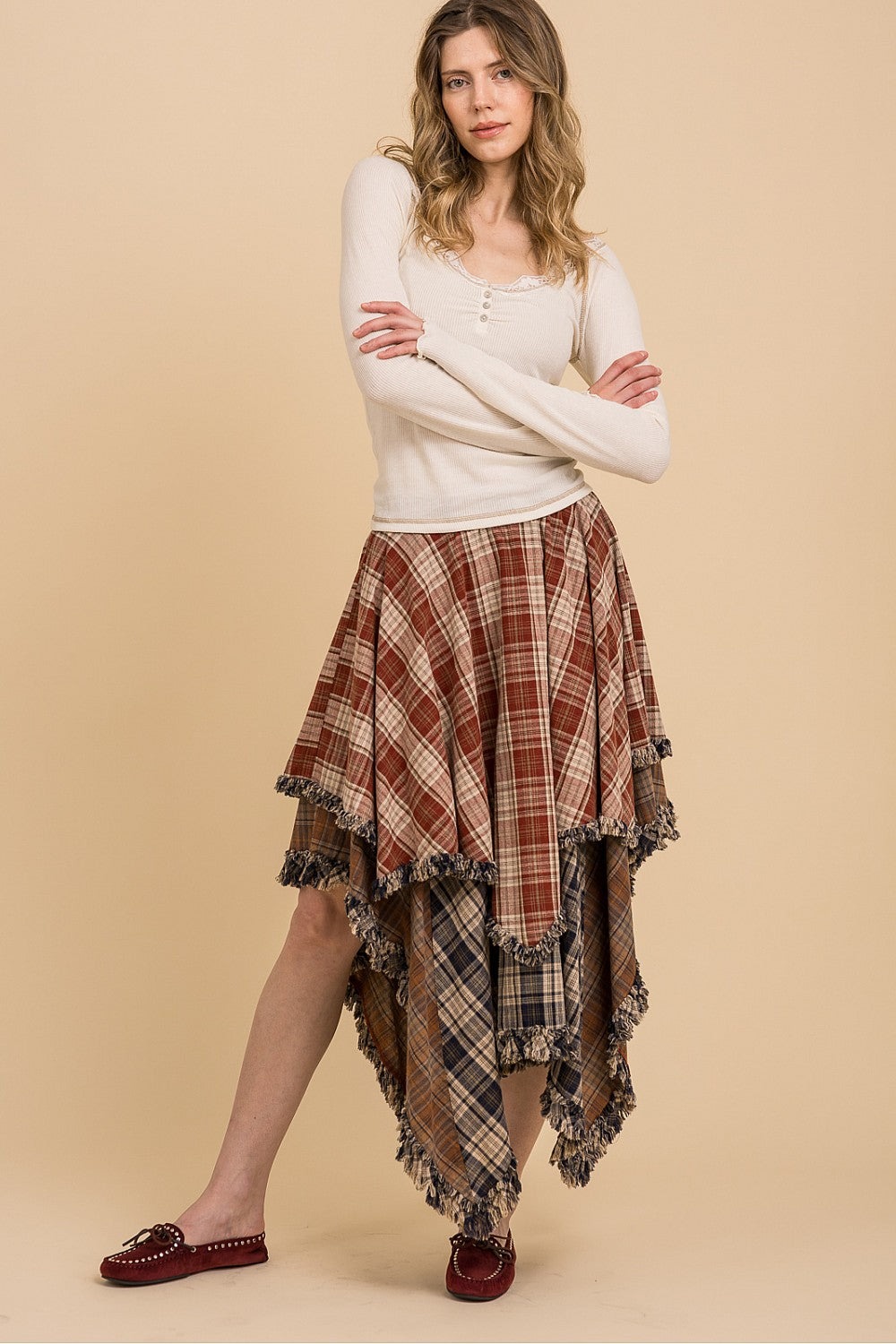 ELASTIC WAIST TIERED MULTI COLOR SKIRT