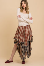 ELASTIC WAIST TIERED MULTI COLOR SKIRT