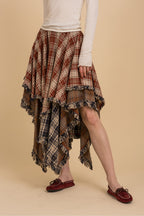 ELASTIC WAIST TIERED MULTI COLOR SKIRT