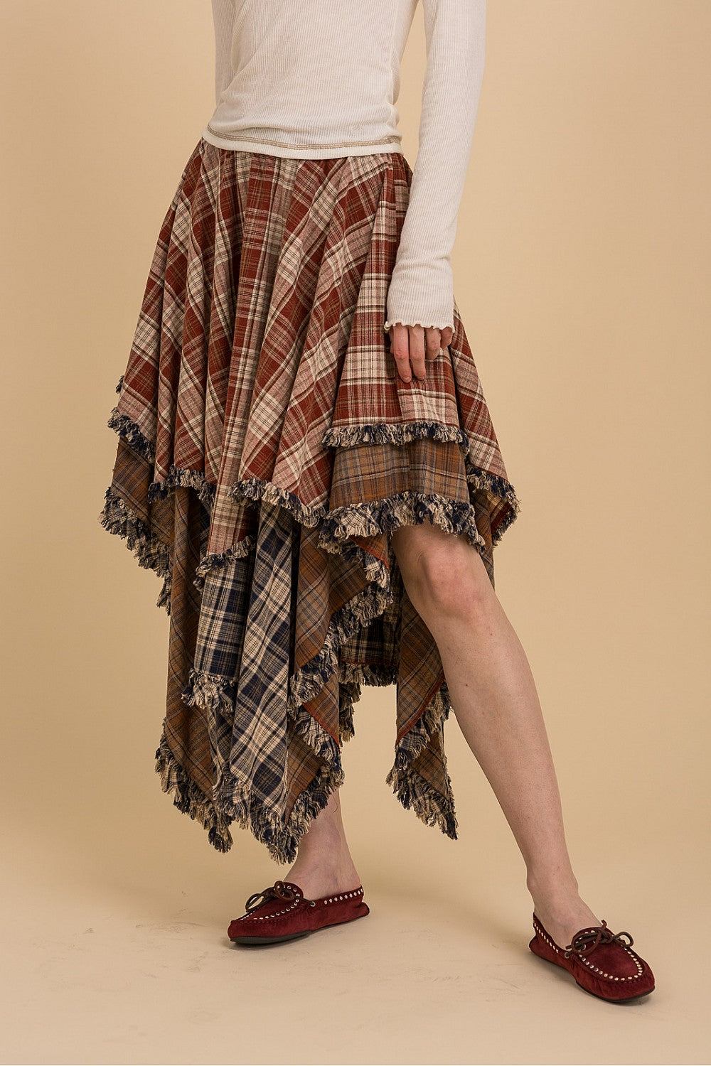 ELASTIC WAIST TIERED MULTI COLOR SKIRT
