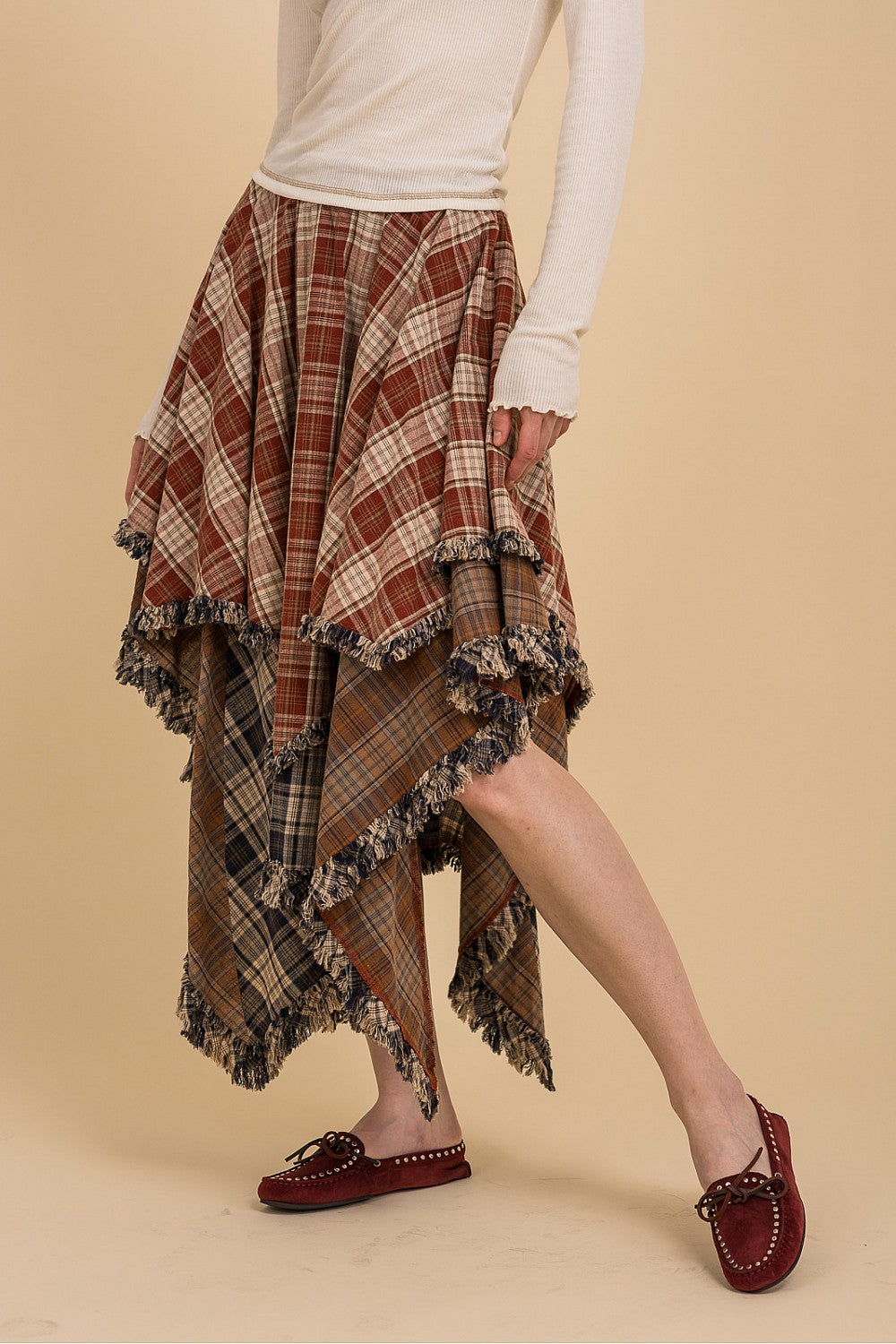 ELASTIC WAIST TIERED MULTI COLOR SKIRT