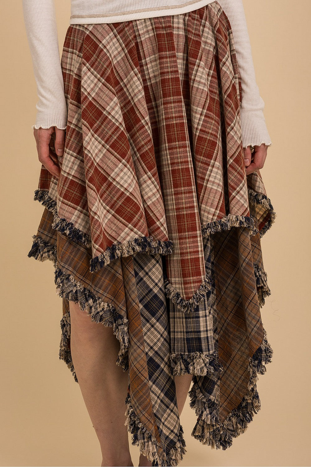 ELASTIC WAIST TIERED MULTI COLOR SKIRT