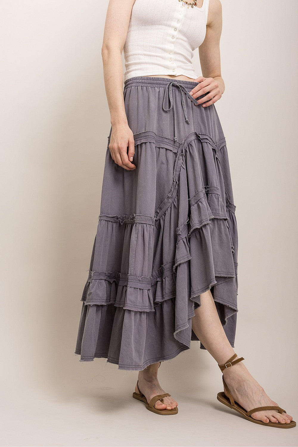 TIERED ASYMMETRICAL RUFFLE SKIRT