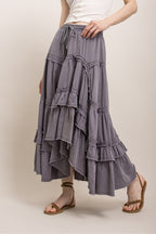 TIERED ASYMMETRICAL RUFFLE SKIRT