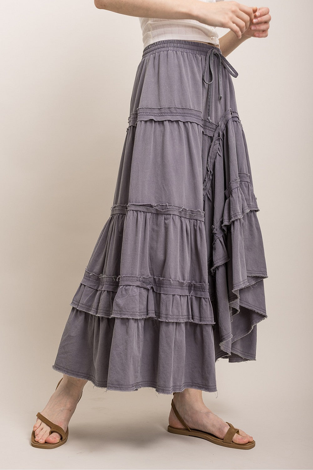 TIERED ASYMMETRICAL RUFFLE SKIRT
