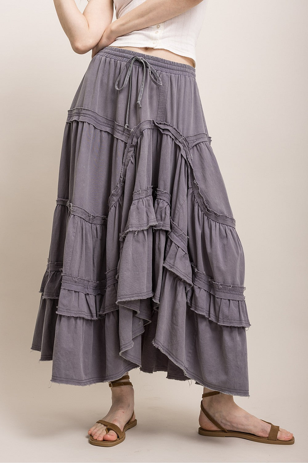TIERED ASYMMETRICAL RUFFLE SKIRT