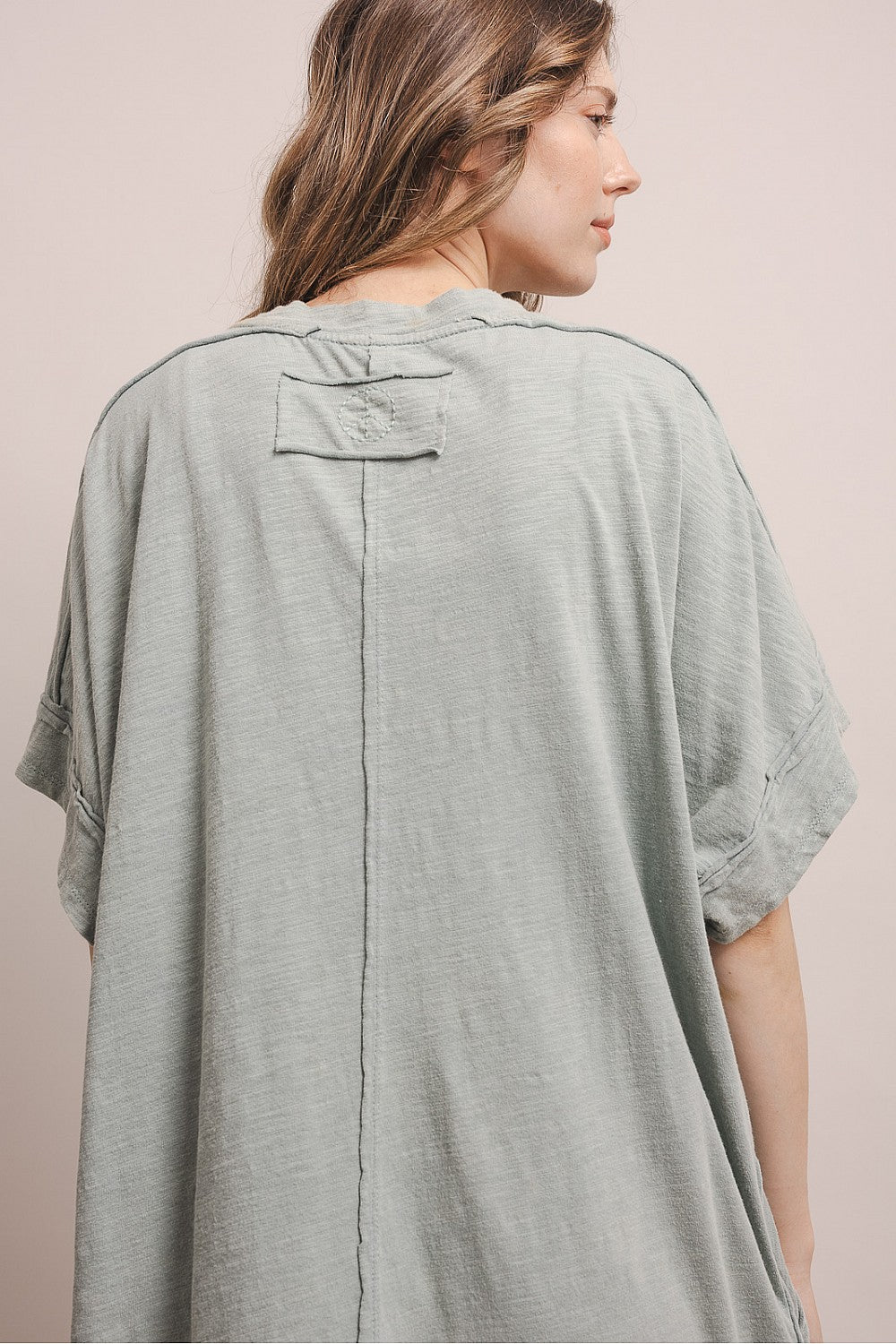 LOVE LETTERING PATCHWORK SHORT SLV. DRESS