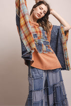 LOVE WORD PATCHWORK PANCHO SLEEVE TOP