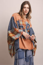 LOVE WORD PATCHWORK PANCHO SLEEVE TOP